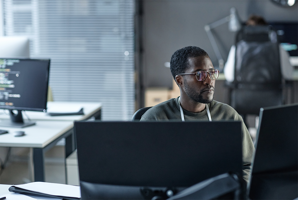Man on Computer at Work